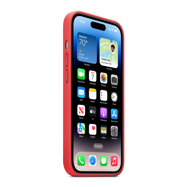 Maska za iPhone 14 Pro Beautiful Shine Leather crvena - 058338