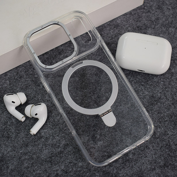 Maska za iPhone 17 Pro Berlia Clear Bracket Magnetic srebrna - 621942