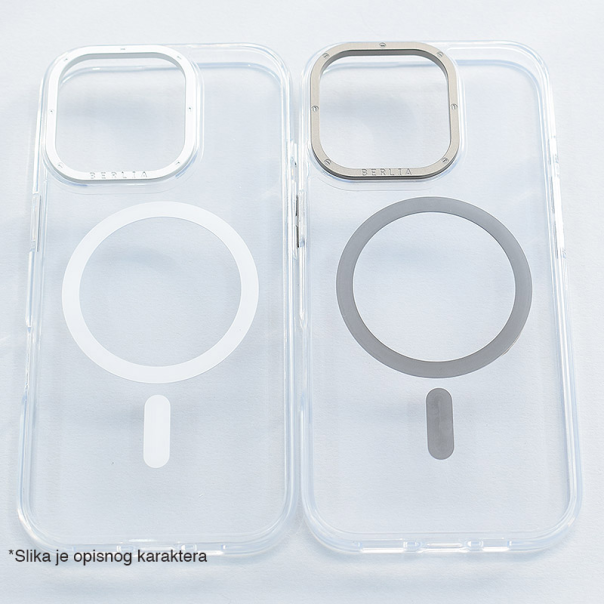Maska za iPhone 16 Berlia Crystal Armor Magnetic transparent bela - 614075