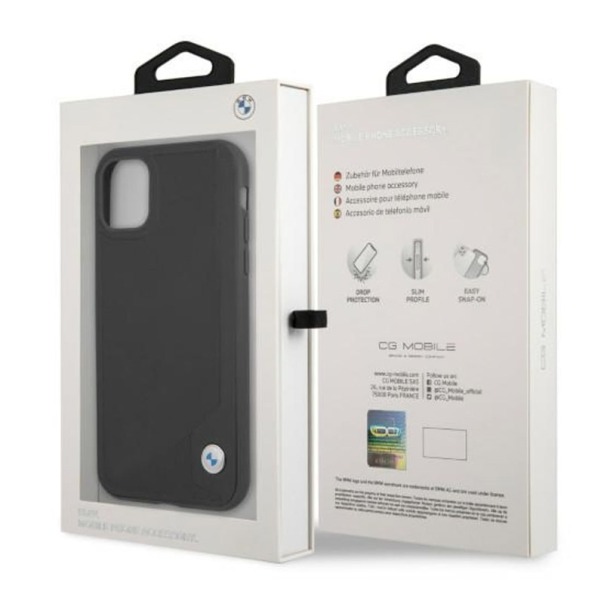 Maska za iPhone 11 BMW hc Leather Deboss crna - BMHCN61RCDPK
