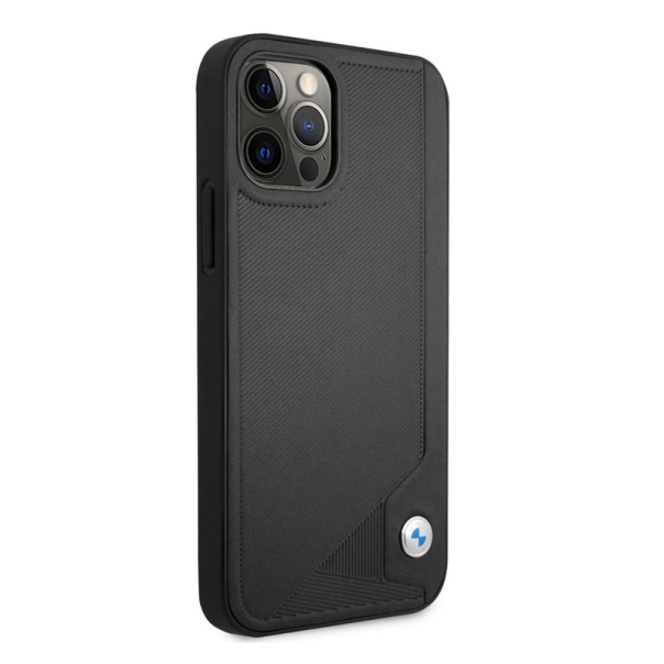 Maska za iPhone 12 Pro Max BMW hc Leather Deboss crna - BMHCP12LRCDPK