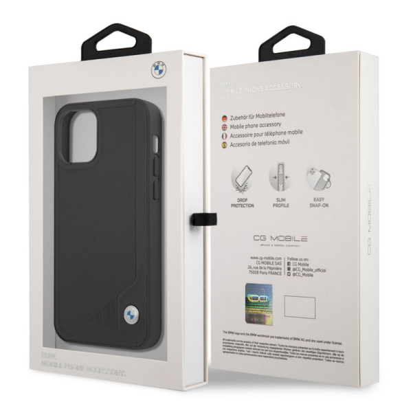 Maska za iPhone 12 Pro Max BMW hc Leather Deboss crna - BMHCP12LRCDPK