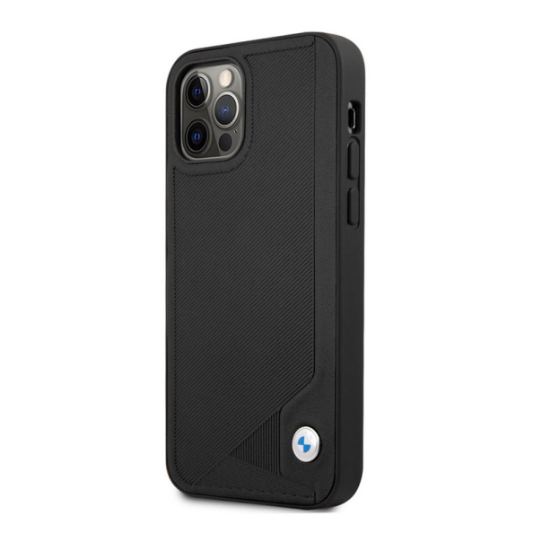 Maska za iPhone 12 Pro Max BMW hc Leather Deboss crna - BMHCP12LRCDPK