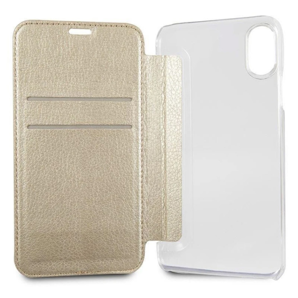 Maska za iPhone X krem na preklop Guess Book - GUFLBKPXPBUBE