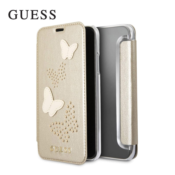 Maska za iPhone X krem na preklop Guess Book - GUFLBKPXPBUBE