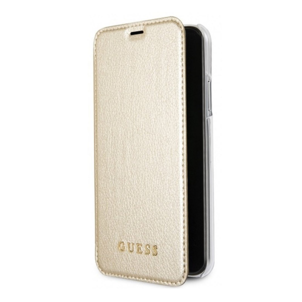 Maska za iPhone X zlatna na preklop Guess Book - GUFLBKPXIGLTGO-1