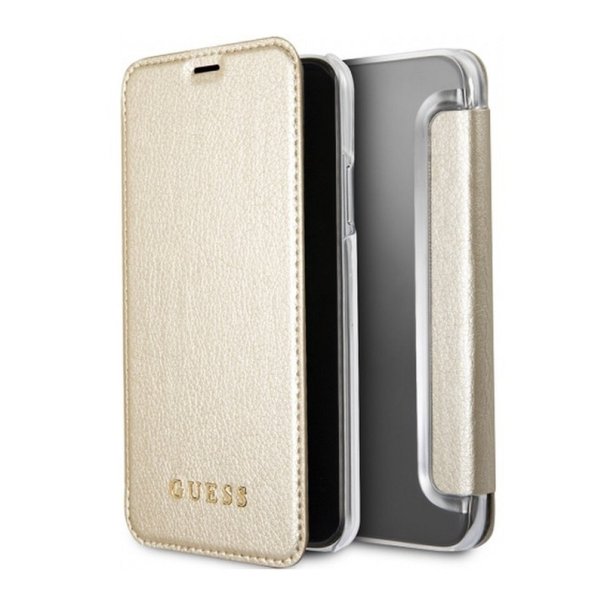 Maska za iPhone X zlatna na preklop Guess Book - GUFLBKPXIGLTGO-1