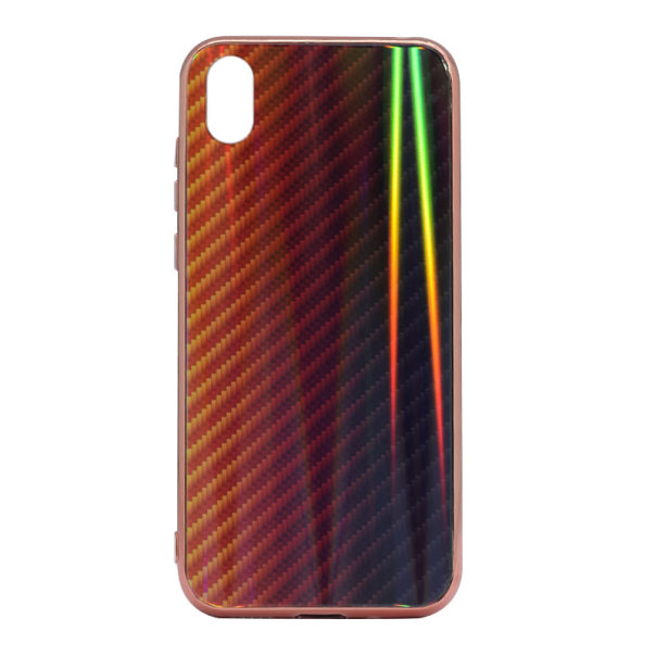 Maska za Huawei Y5 (2019)/ Honor 8S narandžasto Carbon glass crna - 038160-1