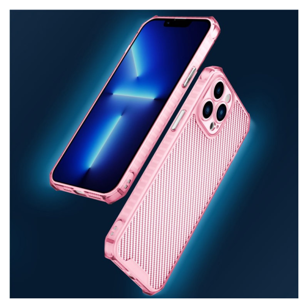 Maska Carbon shield iPhone 14 Pro Max pink - 057654