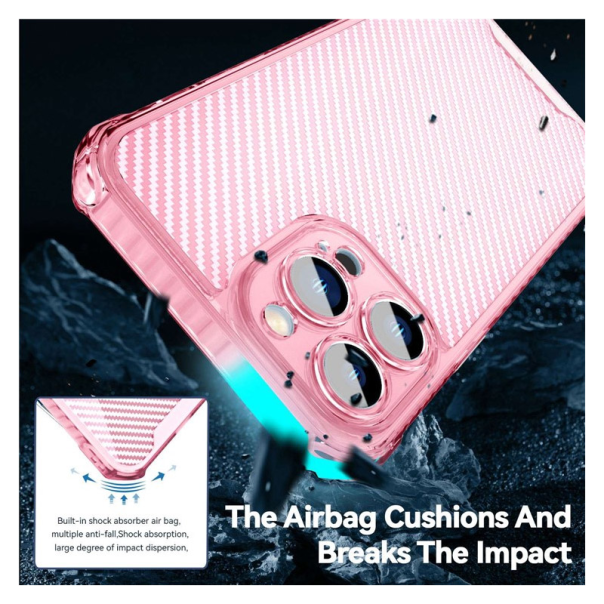 Maska Carbon shield iPhone 14 Pro pink - 057645