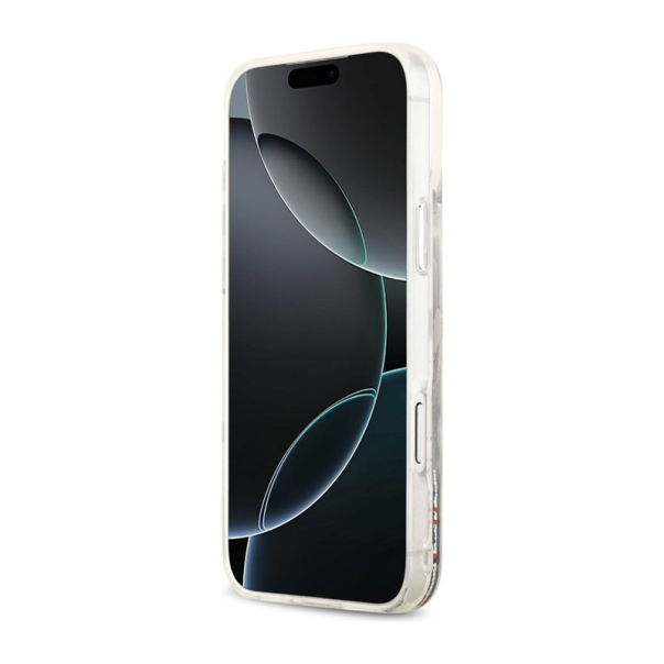 Maska za iPhone 17 Pro Max Karl Lagerfeld Liquid Glitter Choupette Logo MagSafe bela - DRO621567