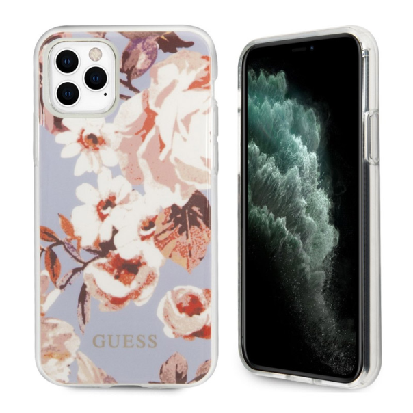 Maska za iPhone 11 Pro lila Guess Faceplate Bloom - GUHCN58IMLFL02