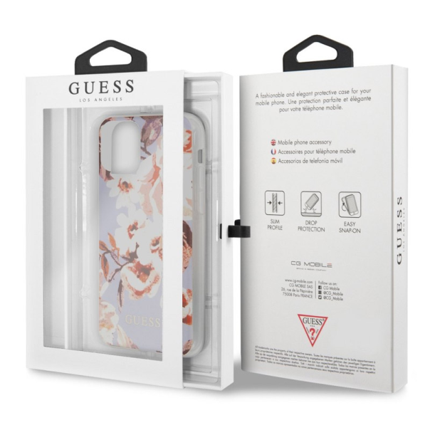 Maska za iPhone 11 Pro lila Guess Faceplate Bloom - GUHCN58IMLFL02