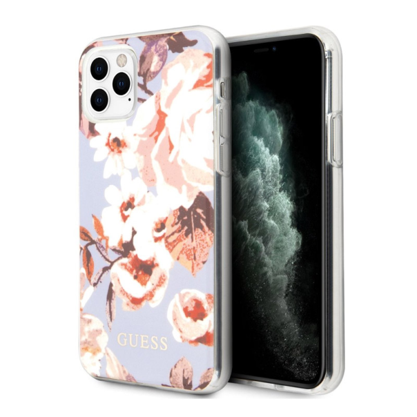 Maska za iPhone 11 Pro lila Guess Faceplate Bloom - GUHCN58IMLFL02