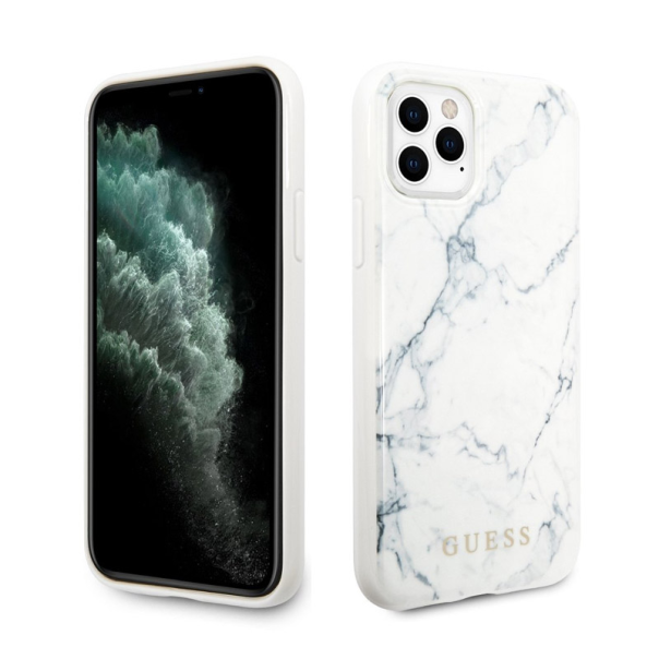 Maska za iPhone 11 Pro bela Guess Faceplate Marble - GUHCN58PCUMAWH