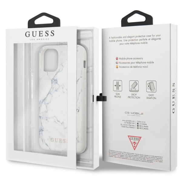 Maska za iPhone 11 Pro bela Guess Faceplate Marble - GUHCN58PCUMAWH