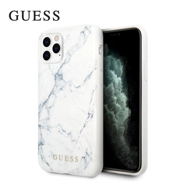 Maska za iPhone 11 Pro bela Guess Faceplate Marble - GUHCN58PCUMAWH