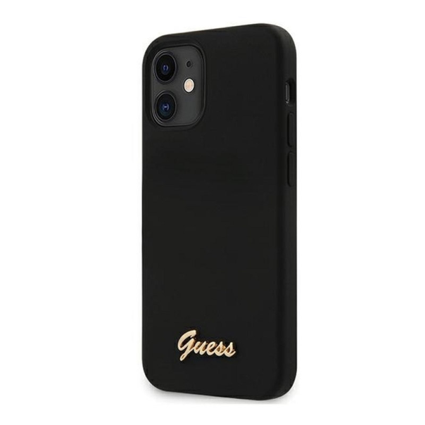 Maska za iPhone 12 mini mat crna Guess Faceplate - GUHCP12SLSLMGBK