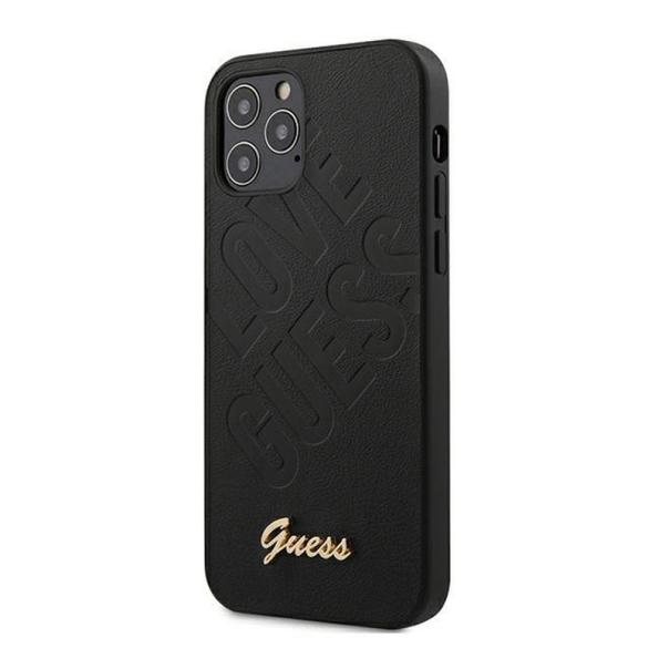 Maska za iPhone 12 mini crna Guess Faceplate Love - GUHCP12SPUILGBK