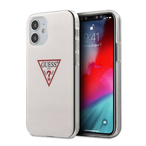 Maska za iPhone 12 mini bela Guess Faceplate - GUHCP12SPCUCTLWH