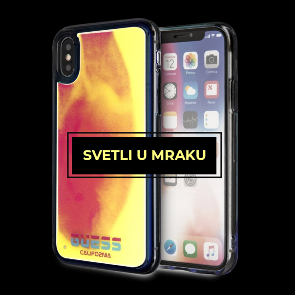 Maska za iPhone X/ XS Guess Faceplate Liquid roze žuta - GUHCPXGLCPI-1