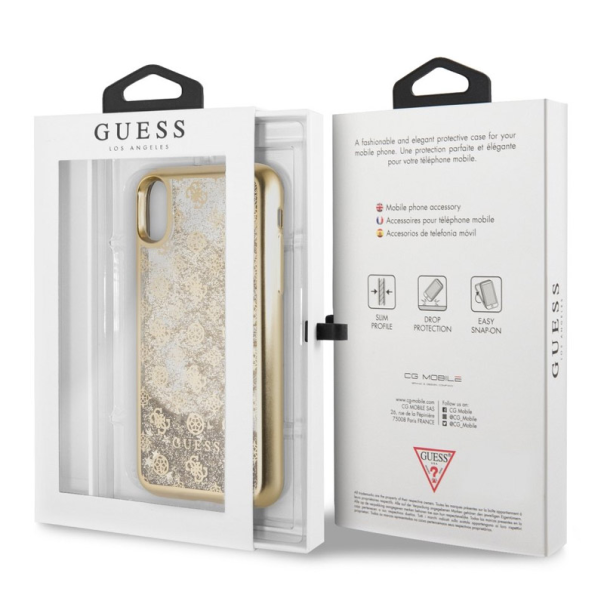 Maska za iPhone X/ XS zlatna Guess Faceplate Liquid Shine - GUHCPXPEOLGGO-1