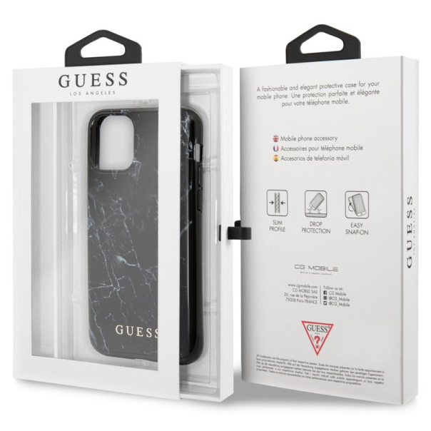 Maska za iPhone X crna Guess Faceplate Marble - GUHCPXHYMABK