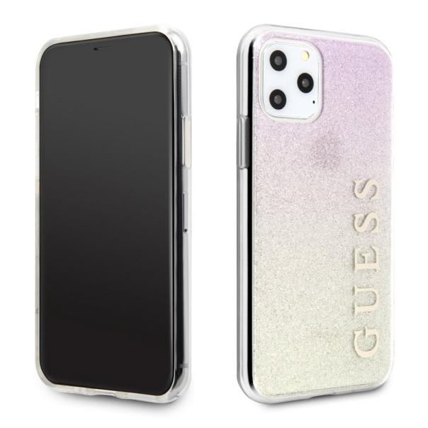 Maska za iPhone 11 Pro Guess Faceplate Shine pink zlatna - GUHCN58PCUGLGPI-1