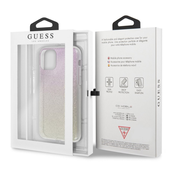 Maska za iPhone 11 Pro Guess Faceplate Shine pink zlatna - GUHCN58PCUGLGPI-1