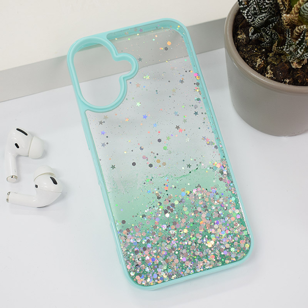 Maska za iPhone 16 Frame Glitter zelena - 614199