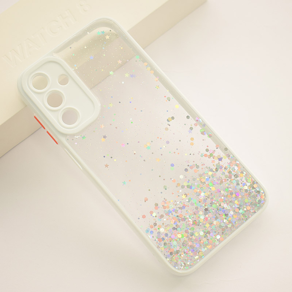 Maska za Samsung A15 4G/ A155F/ A15 5G/ A156B Frame Glitter bela - 611404