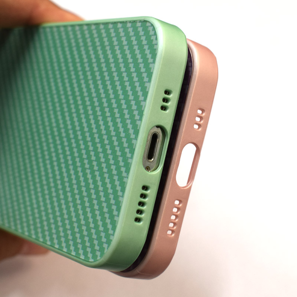 Maska za iPhone 14 Carbon Acrylic mint - 602237