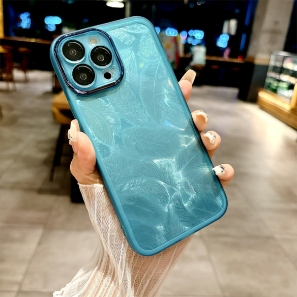 Maska za iPhone 15 Pro Glitter Feather ljubičasta - 614796