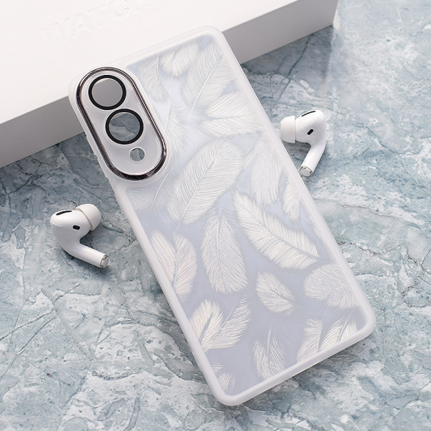 Maska za Samsung S25 Edge Glitter Feather bela - 617160