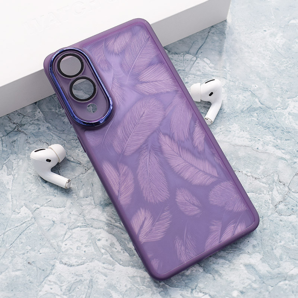 Maska za Samsung S25 Edge Glitter Feather ljubičasta - 617163