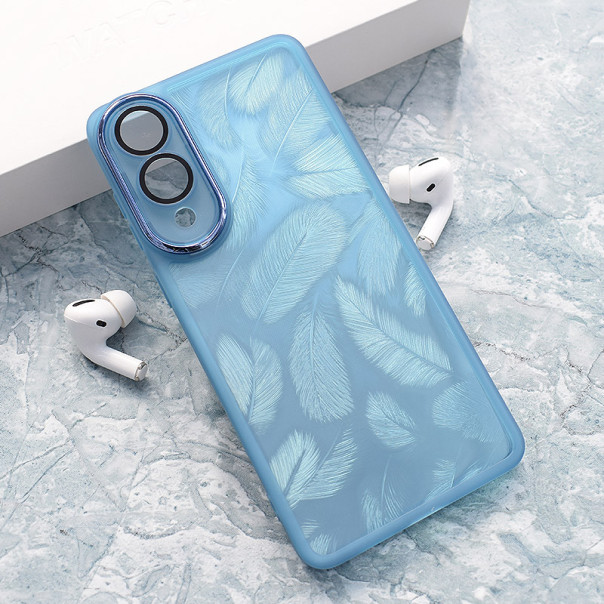 Maska za Samsung S25 Edge Glitter Feather plava - 617162