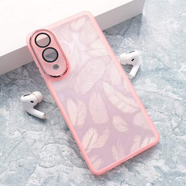 Maska za Samsung S25 Edge Glitter Feather roze - 617164