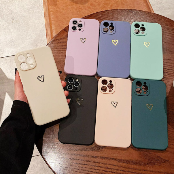 Maska za iPhone 15 Golden Heartbeat ljubičasta - 618545