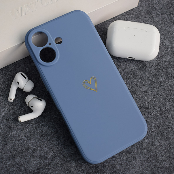 Maska za iPhone 17 Golden Heartbeat plava - 621283