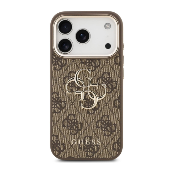 Maska za iPhone 17 Pro smedje Guess 4G Big Classic Logo zlatna - DRO621535