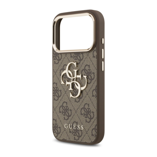 Maska za iPhone 17 Pro smedje Guess 4G Big Classic Logo zlatna - DRO621535