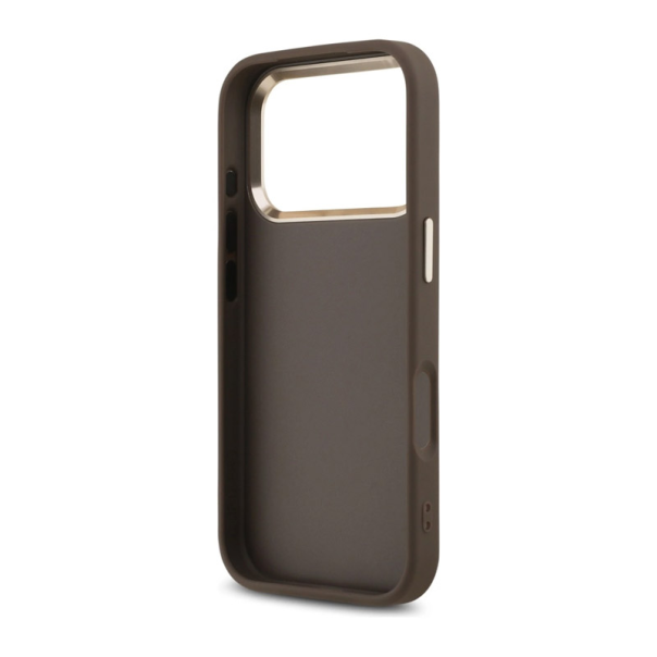 Maska za iPhone 17 Pro smedje Guess 4G Big Classic Logo zlatna - DRO621535