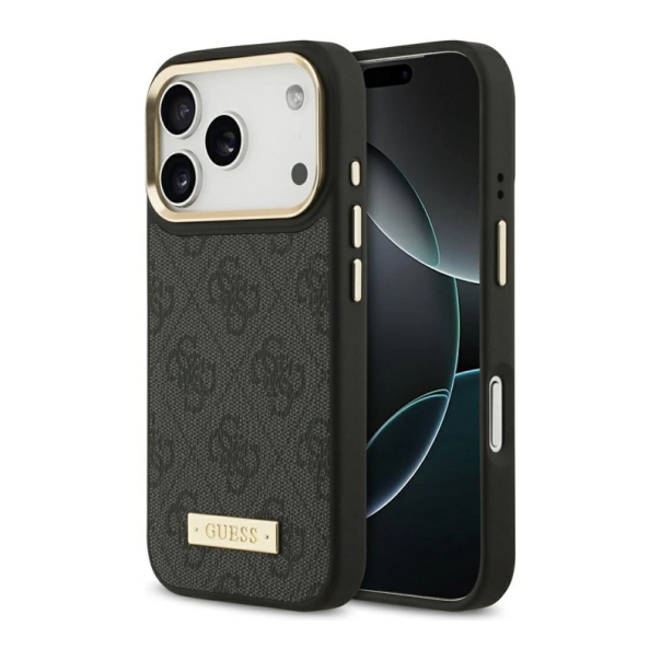 Maska za iPhone 17 Pro Guess 4G Logo Plate MagSafe crna - DRO621540