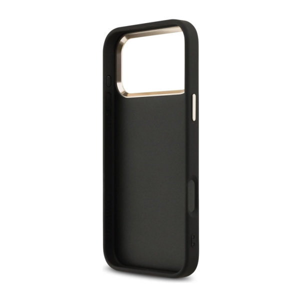 Maska za iPhone 17 Pro Max Guess 4G Metal Logo Gold Frame crna - DRO621537