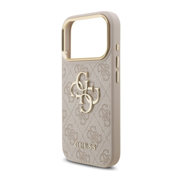 Maska Guess 4G Metal Logo Gold Frame MagSafe 17 Pro roze zlatna - DRO621539