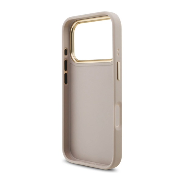 Maska Guess 4G Metal Logo Gold Frame MagSafe 17 Pro roze zlatna - DRO621539