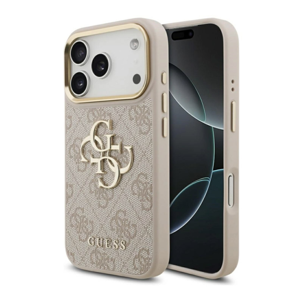 Maska Guess 4G Metal Logo Gold Frame MagSafe 17 Pro roze zlatna - DRO621539