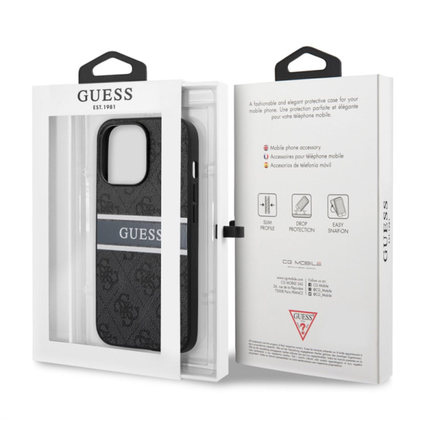 Maska za iPhone 13 Pro siva Guess 4G Stripe - 203563
