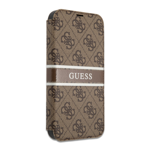 Maska za iPhone 13 braon na preklop Guess Bk Pu 4G Stripe - GUBKP13M4GDBR