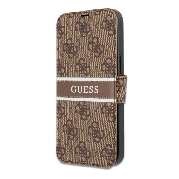 Maska za iPhone 13 braon na preklop Guess Bk Pu 4G Stripe - GUBKP13M4GDBR